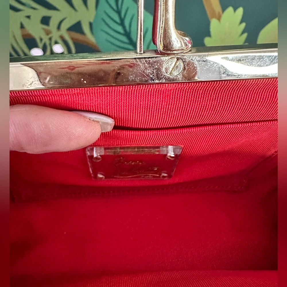 SOLD 🏆Christian Louboutin Carillon Black Satin & SequinedKisslock Clutch 💃🩷♥️ - Picture 5 of 11